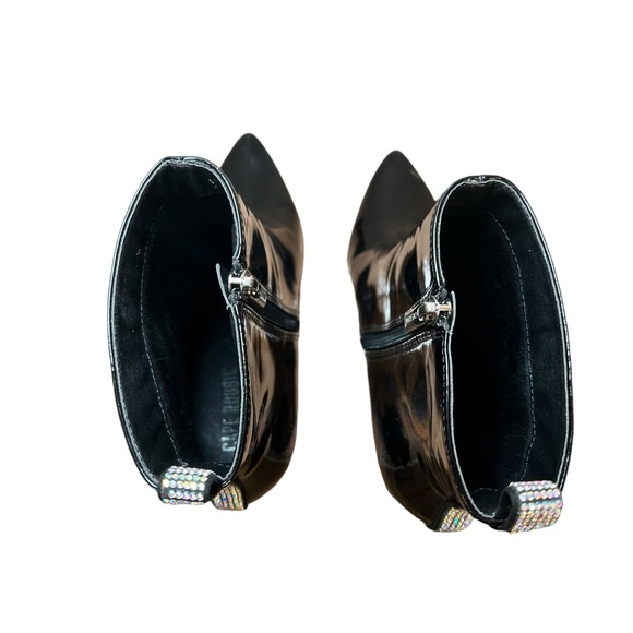 Cape Robbin Biba Black Patent Rhinestone High Block Ankle Boots Size 8 Zip Up - Picture 12 of 12